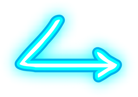 Blue Neon Curved Arrow