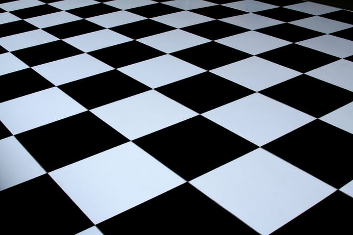 Black and white checkered dance floor